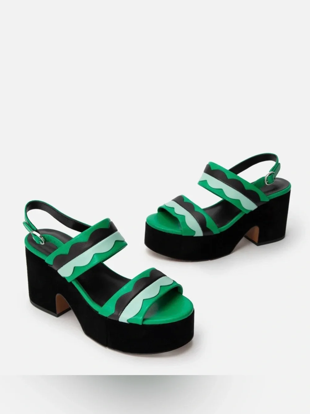 Clergerie Paris -Green & Black Platform Sandals - Women